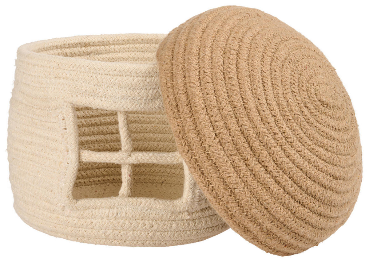 AUFBEWAHRUNGSKÖRBCHEN    20/20/20 cm  - Beige/Weiß, Trend, Textil (20/20/20cm) - Patinio