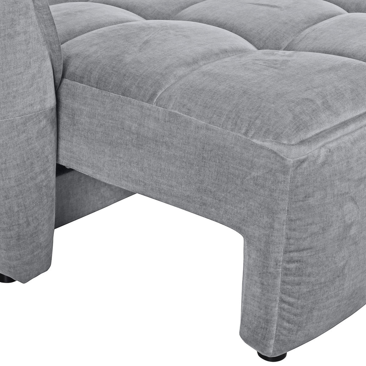 SCHLAFSOFA in Flachgewebe Hellgrau  - Hellgrau/Schwarz, Konventionell, Kunststoff/Textil (250/70/118cm) - MID.YOU