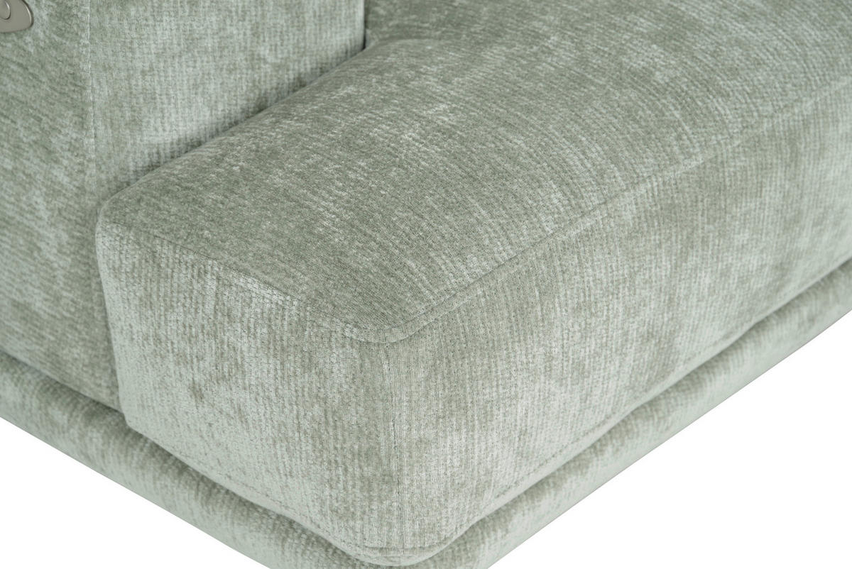 ECKSOFA Mintgrün Chenille Kopfteilverstellung, Sitztiefenverstellung  - Schwarz/Mintgrün, Design, Textil/Metall (307/243cm) - Xora