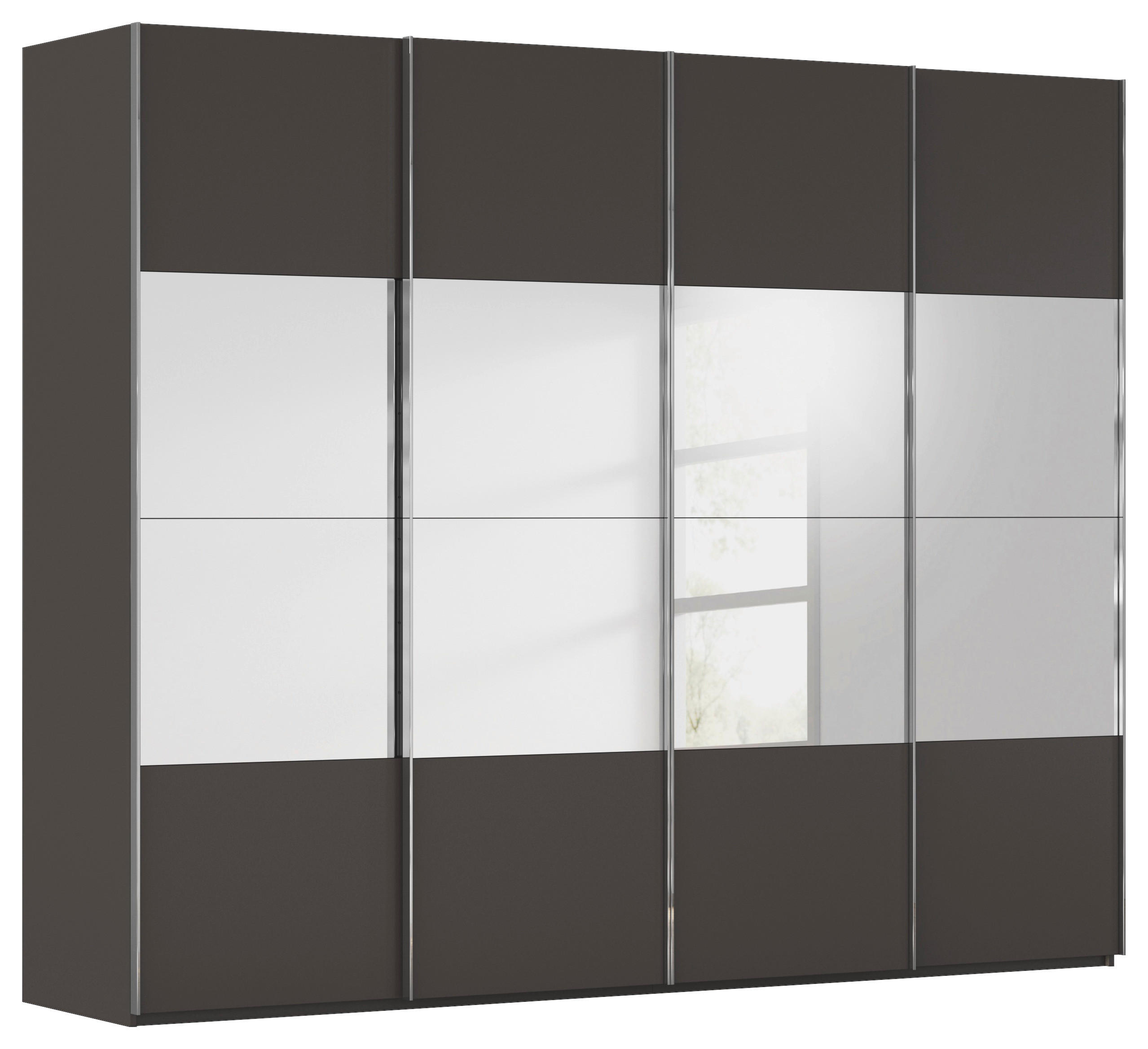 SCHWEBETÜRENSCHRANK 271/223/68 cm 4-türig Graphitfarben  - Chromfarben/Graphitfarben, Design, Holzwerkstoff/Metall (271/223/68cm) - Novel