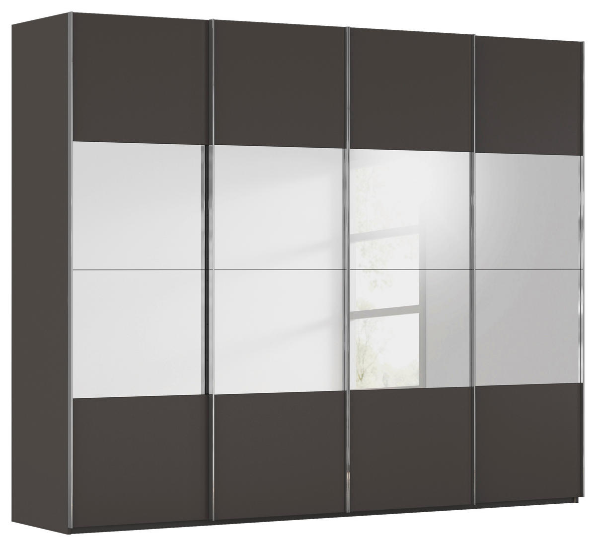SCHWEBETÜRENSCHRANK 271/223/68 cm 4-türig Graphitfarben  - Chromfarben/Graphitfarben, Design, Holzwerkstoff/Metall (271/223/68cm) - Novel