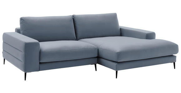 ECKSOFA  in Velours Blau  253/177 cm  - Blau/Schwarz, Design, Textil/Metall (253/177cm) - Dieter Knoll