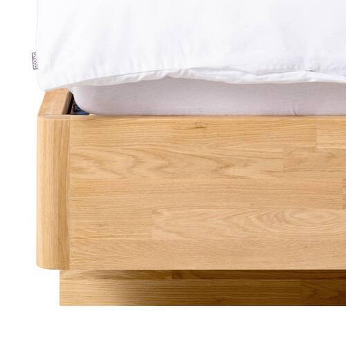 BETT 180/200 cm,  in Wildeiche, gepolstertes Kopfteil, Befestigungsmaterial,  - Wildeiche/Hellgrau, Natur, Holz (180/200cm) - home24