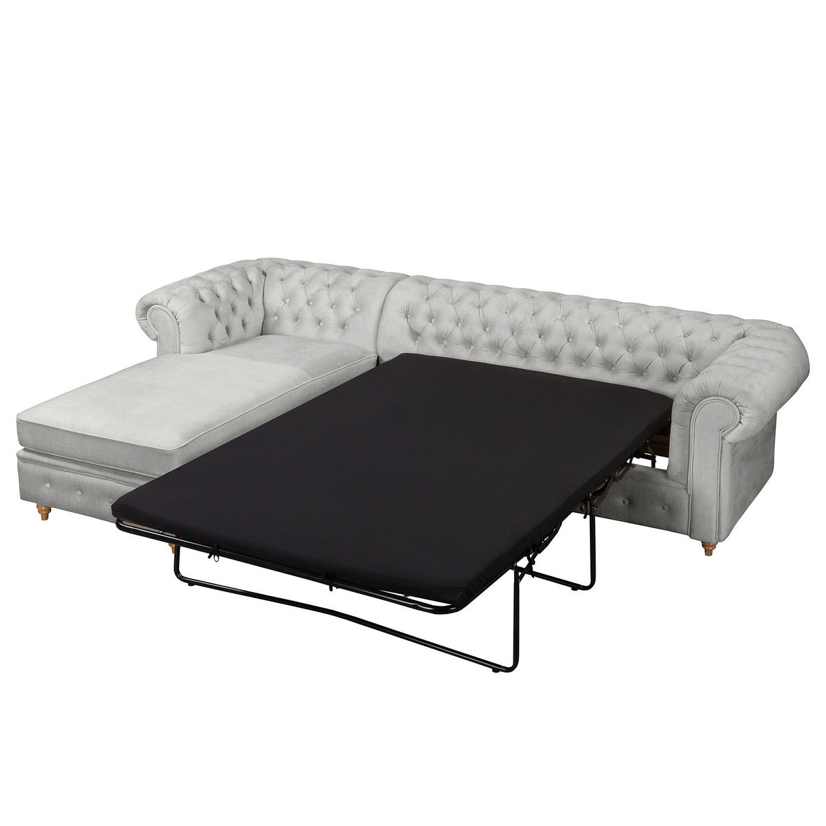 ECKSOFA Mikrofaser Hellgrau  - Hellgrau/Braun, Design, Holz/Textil (182/284cm) - P & B