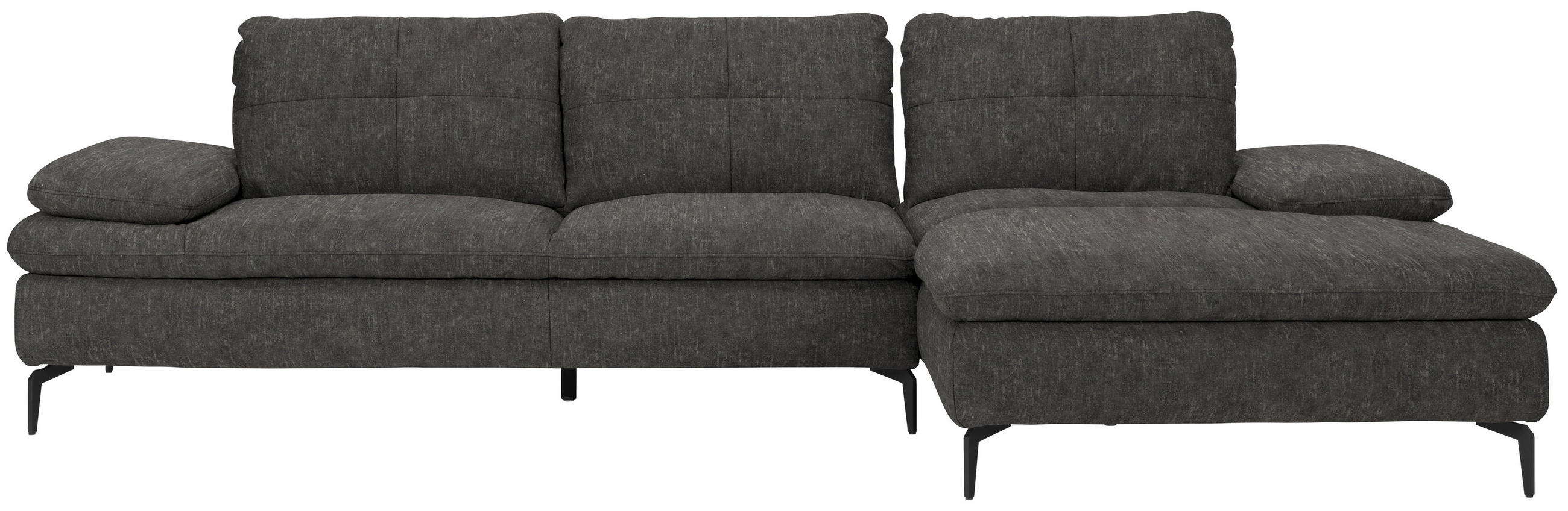 ECKSOFA in Velours Dunkelgrau  301/179 cm  - Dunkelgrau/Schwarz, Design, Textil/Metall (301/179cm) - Chilliano