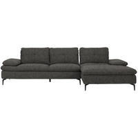 ECKSOFA in Velours Dunkelgrau  - Dunkelgrau/Schwarz, Design, Textil/Metall (301/179cm) - Chilliano