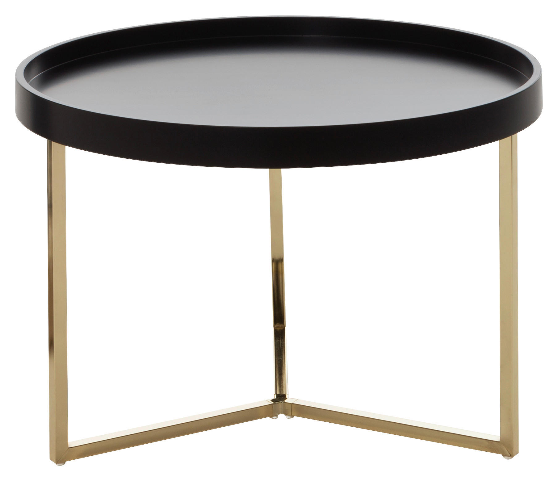 Couchtisch Rund + Abnehmbarer Tischplatte Eva, Schwarz/gold