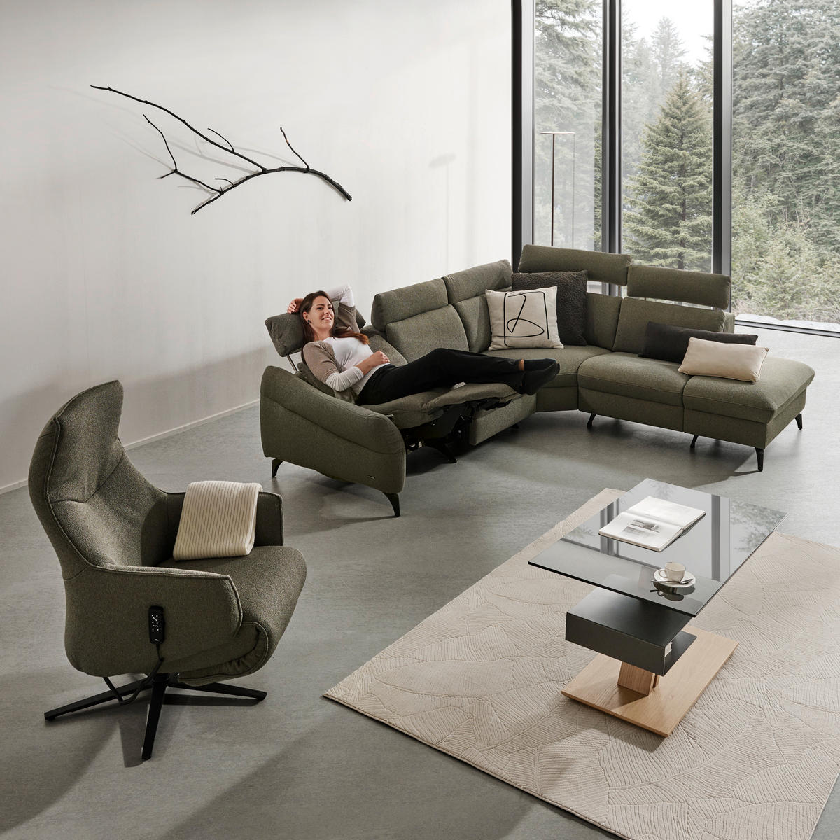 ECKSOFA Flachgewebe Taupe  - Taupe/Anthrazit, Konventionell, Textil/Metall (272/233cm) - Himolla Komfortklass