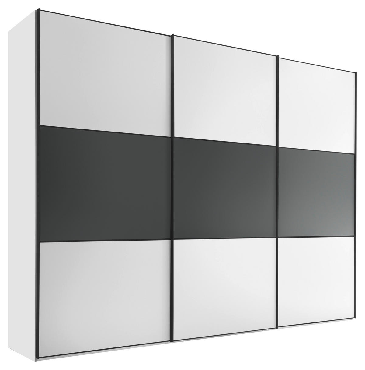 SCHWEBETÜRENSCHRANK in Anthrazit, Weiss  - Weiss/Anthrazit, Holzwerkstoff/Metall (298/222/68cm) - Moderano