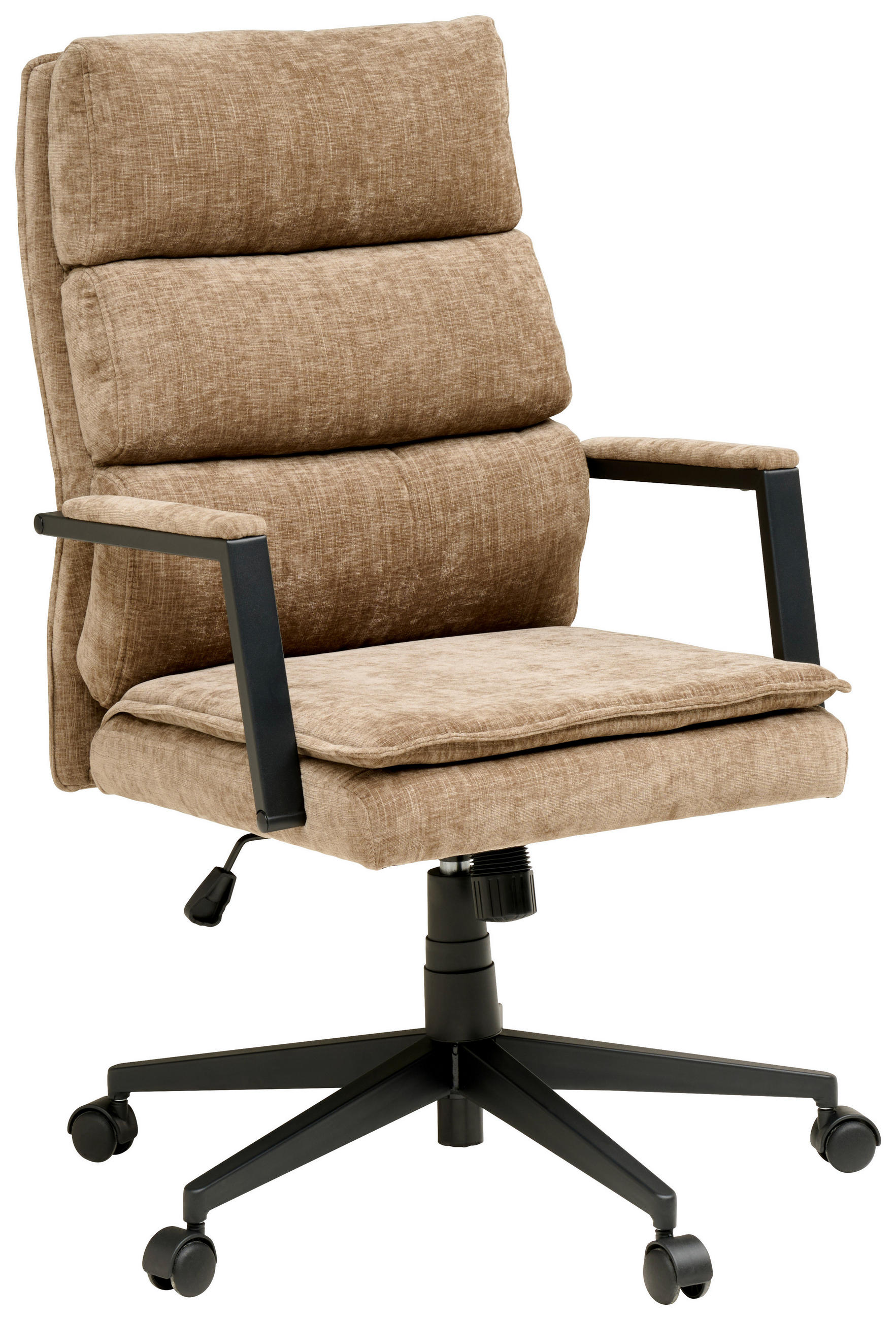 CHEFSESSEL Webstoff Braun  - Schwarz/Braun, MODERN, Kunststoff/Textil (58/110-120/62cm) - MID.YOU