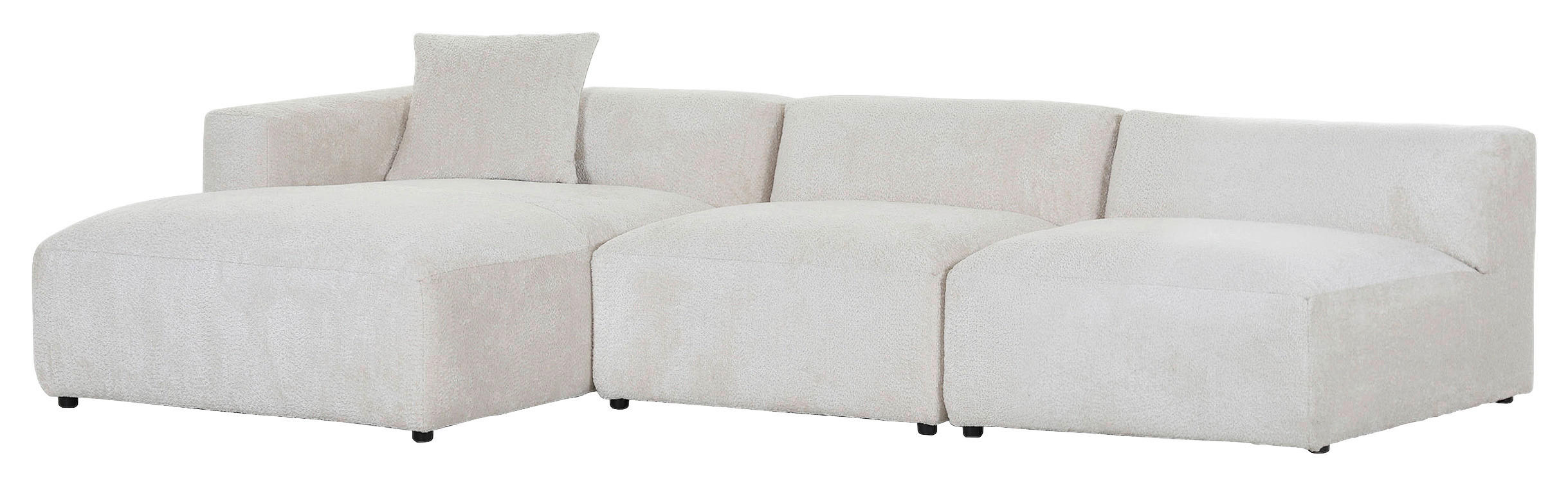 ECKSOFA Creme Chenille - Creme/Schwarz, MODERN, Kunststoff/Textil (178/337cm) - Carryhome