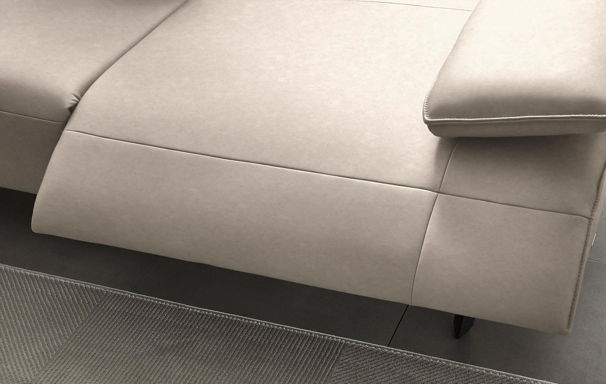 ECKSOFA Echtleder Beige  - Anthrazit/Beige, Design, Leder/Metall (230/290cm) - Johann Jakob