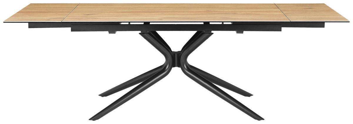 ESSTISCH 160-240/90/76 cm  Metall, Glas, Keramik ausziehbar rechteckig Schwarz, Teakfarben  - Schwarz/Teakfarben, MODERN, Glas/Keramik (160-240/90/76cm) - P & B