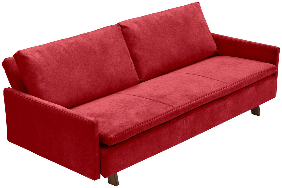 SCHLAFSOFA Flachgewebe Rot  - Eichefarben/Rot, KONVENTIONELL, Holz/Textil (220/85/98cm) - Carryhome