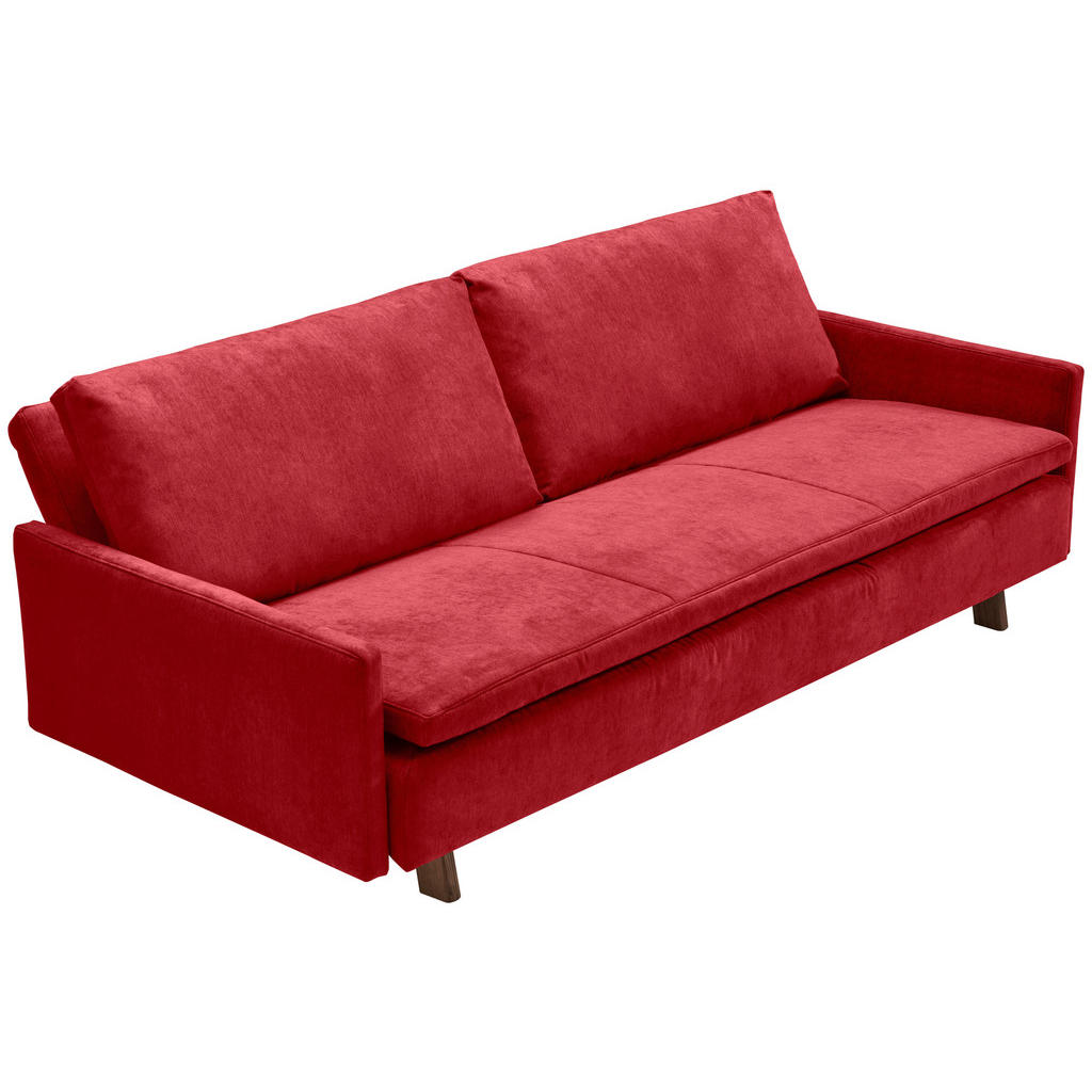 Thumbnail - Carryhome Schlafsofa, Rot, Textil, Eiche, massiv, 3-Sitzer, Füllung: Polyester, 220x85x98 cm, Made in Germany, Typenausw...