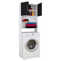 WASCHMASCHINENSCHRANK 64/190/25 cm  in Schwarz, Weiss  - Weiss/Silberfarben, Basics, Holzwerkstoff/Kunststoff (64/190/25cm) - MID.YOU
