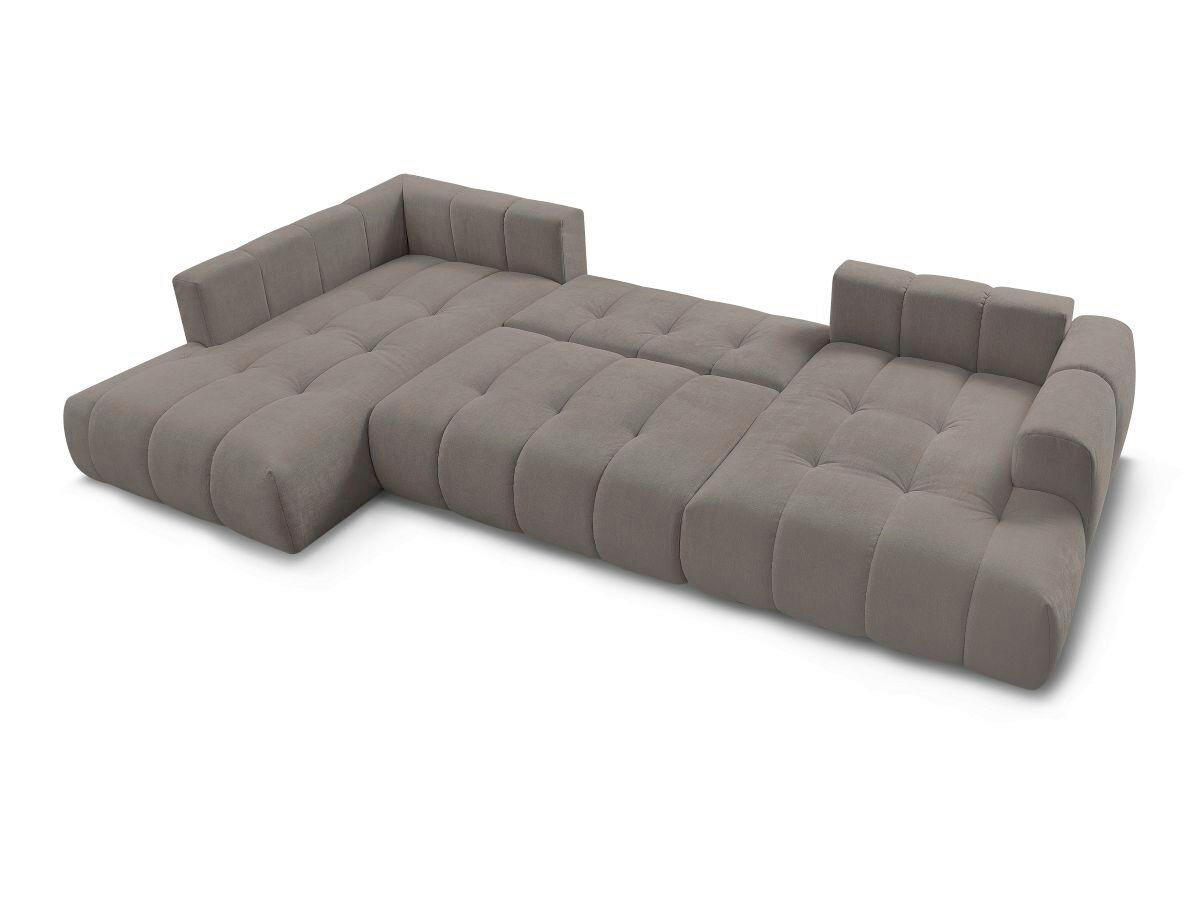 WOHNLANDSCHAFT  FUJI  Taupe Leinenoptik  - Taupe/Schwarz, MODERN, Kunststoff/Textil (204/377/160cm)