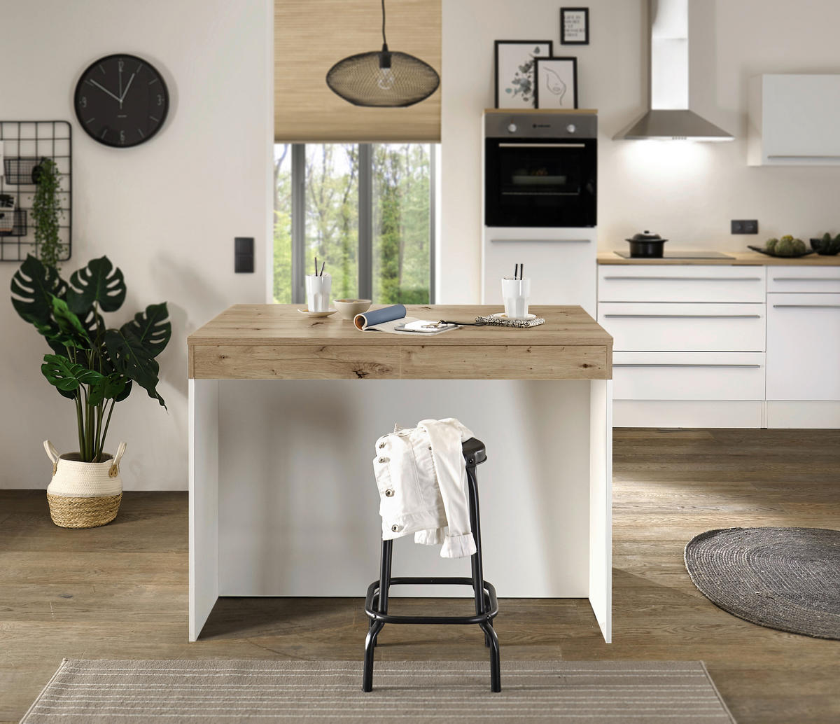 KÜCHENINSEL 123/90/90 cm  in Weiß, Eichefarben  - Eichefarben/Weiß, Basics, Holzwerkstoff (123/90/90cm) - Carryhome