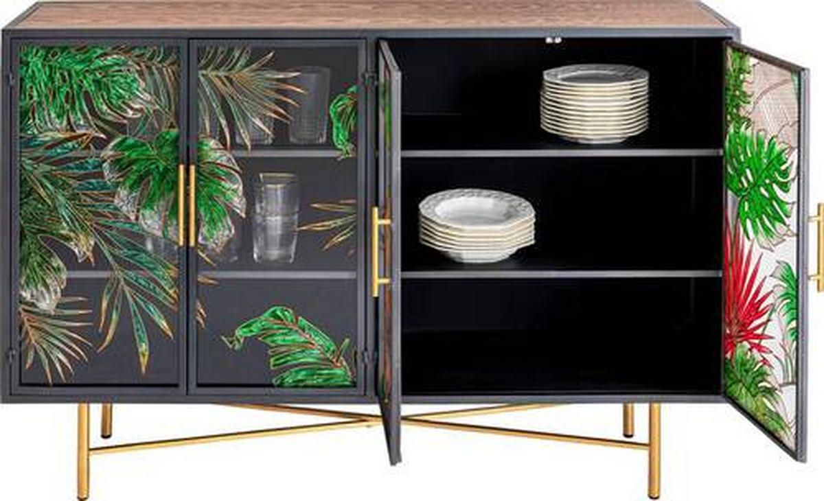 SIDEBOARD 135/95/38 cm  - Goldfarben/Multicolor, Design, Glas/Holz (135/95/38cm) - Ambia Home
