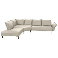 ECKSOFA in Echtleder Hellgrau  272/340 cm  - Hellgrau/Schwarz, Design, Leder/Metall (272/340cm) - W.Schillig