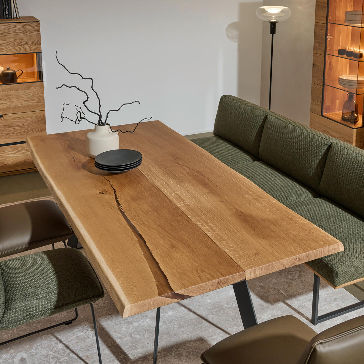 ESSTISCH in Holz, Metall 240/105/76 cm   - Eichefarben/Graphitfarben, Design, Holz/Metall (240/105/76cm) - Cassando