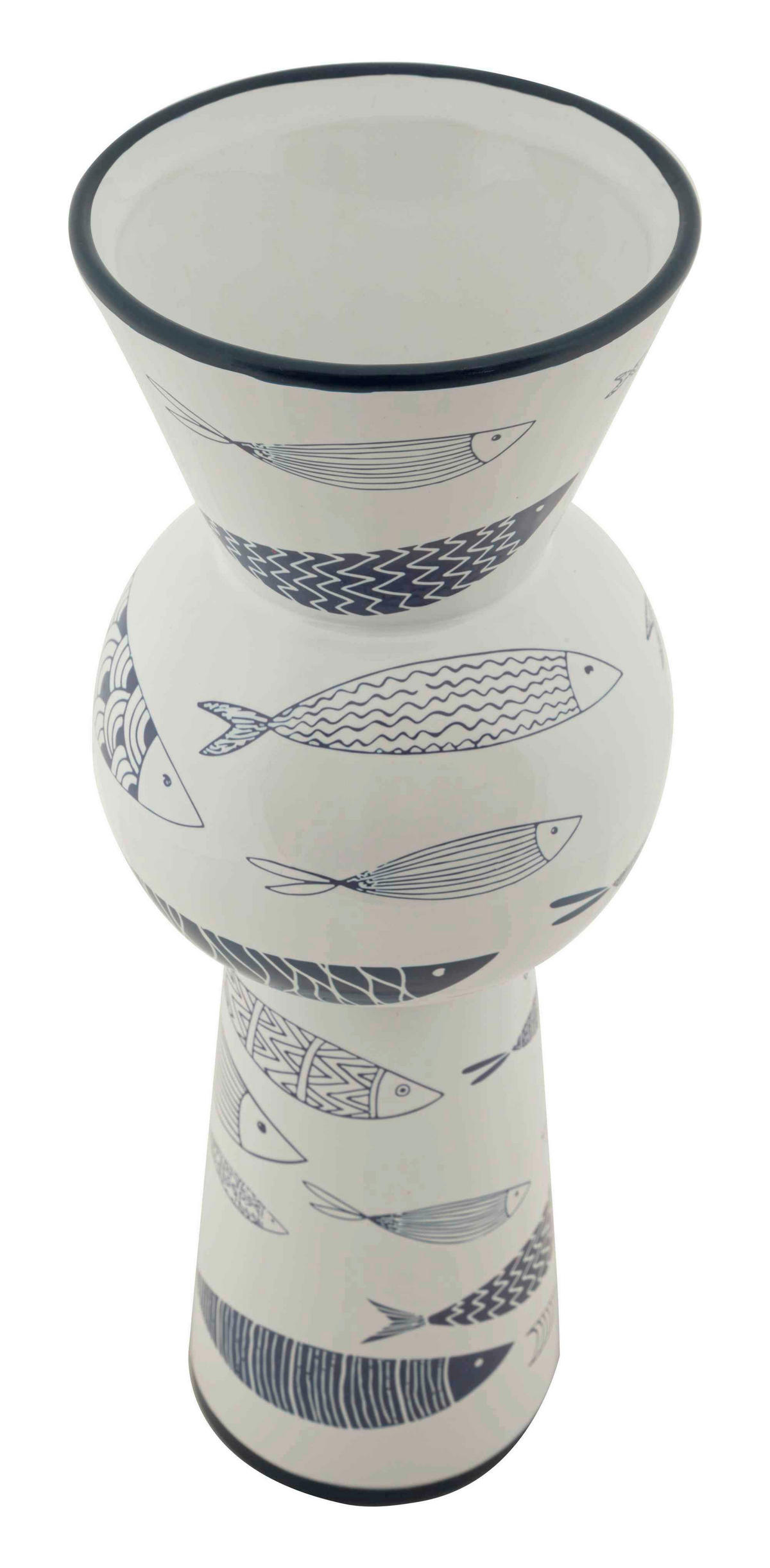 VASE  - Blau/Weiß, Basics, Keramik (14/38.5/14cm)