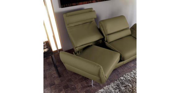 2-SITZER-SOFA Echtleder Grün  - Chromfarben/Grün, Design, Leder/Metall (178-226/82/96-177cm) - Dieter Knoll