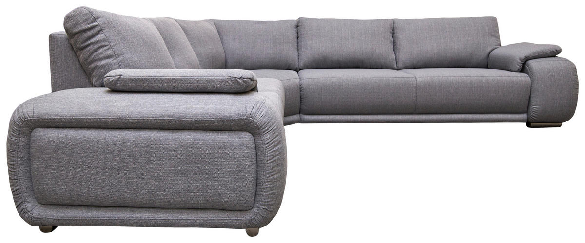 ECKSOFA Grau Struktur  - Chromfarben/Grau, KONVENTIONELL, Textil/Metall (310/280cm) - Carryhome
