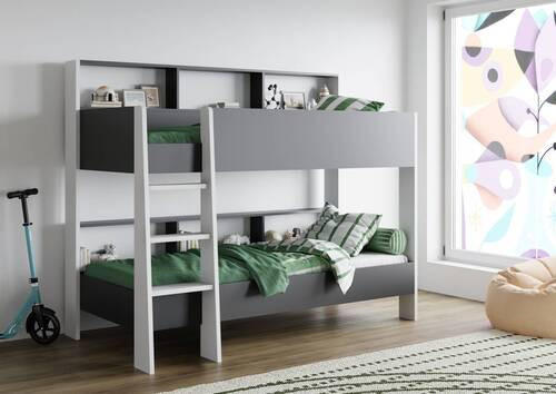 ETAGENBETT - Anthrazit/Weiß, KONVENTIONELL, Holzwerkstoff (90/200cm) - MID.YOU