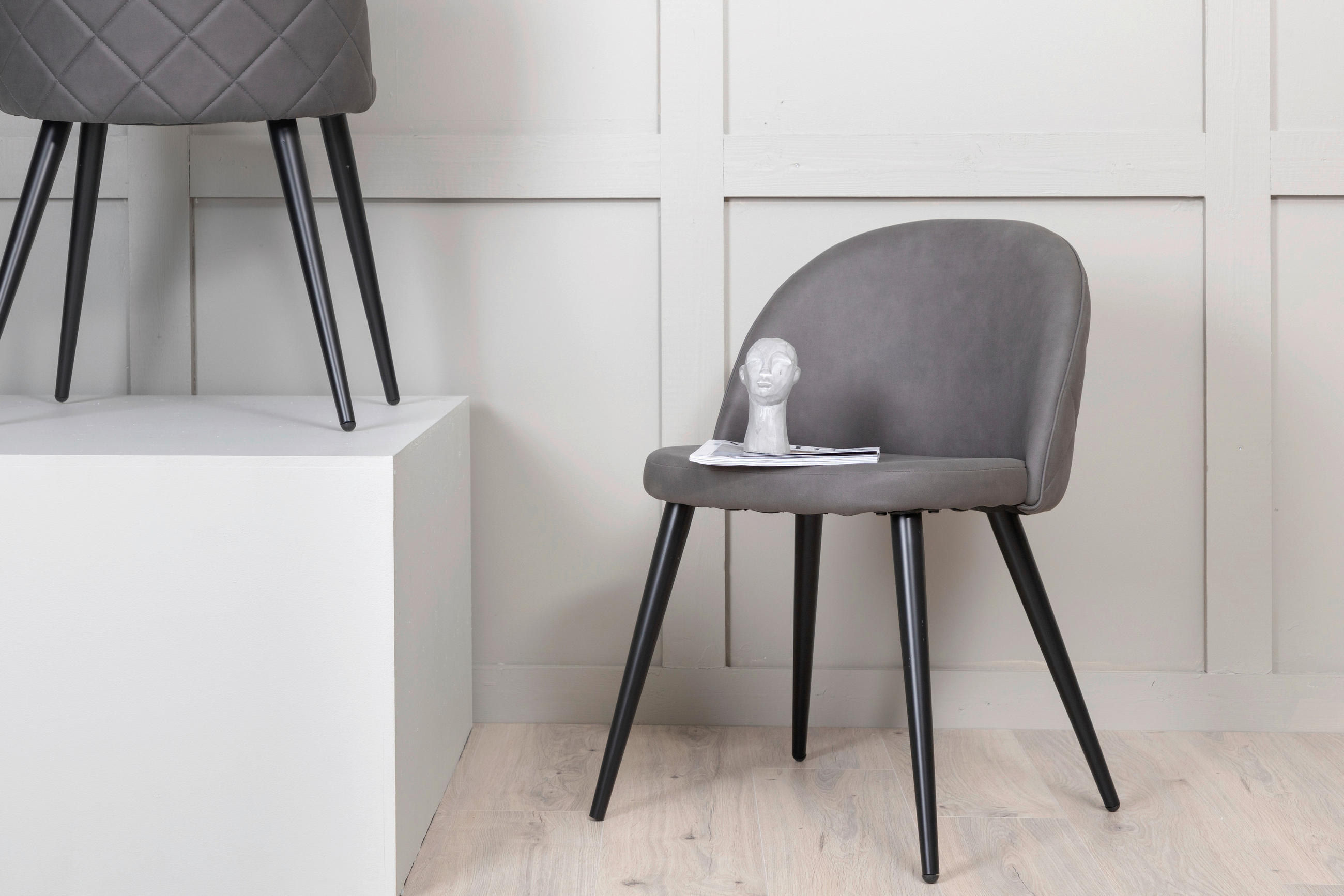 STUHL-SET  in Stahl Metall, Kunststoff  - Dunkelgrau/Beige, Design, Kunststoff/Textil (50/76,5/57cm) - Livetastic
