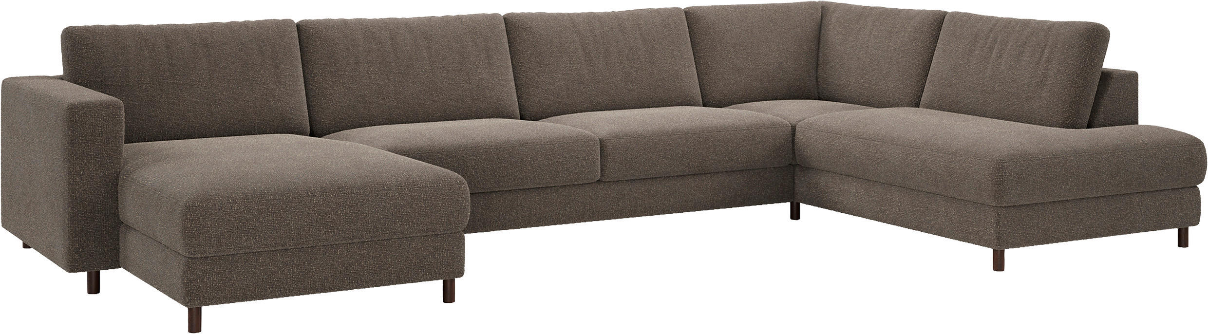 SOFFA i trä, metall, textil brun, grå  - brun/grå, Design, metall/trä (374/84/183/228cm) - Novel