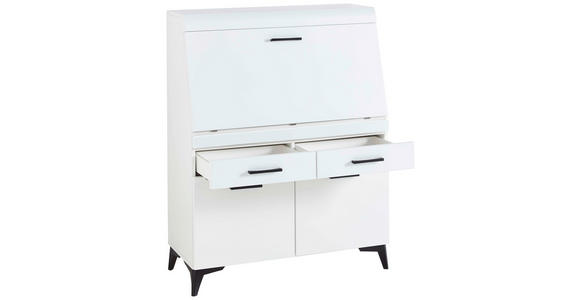 SEKRETÄR  Kabeldurchlass, Stauraum  - Schwarz/Weiß, Trend, Holzwerkstoff/Kunststoff (98/124/42cm) - Carryhome