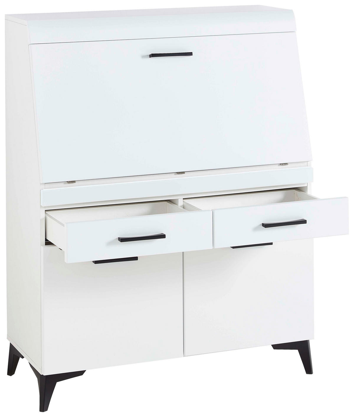 SEKRETÁŘ, 98/124/42 cm - bílá/černá, Trend, kompozitní dřevo/plast (98/124/42cm) - Carryhome