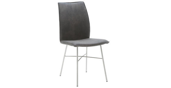 STUHL Mikrofaser Anthrazit  - Edelstahlfarben/Anthrazit, Design, Textil/Metall (46/93/57cm) - Dieter Knoll