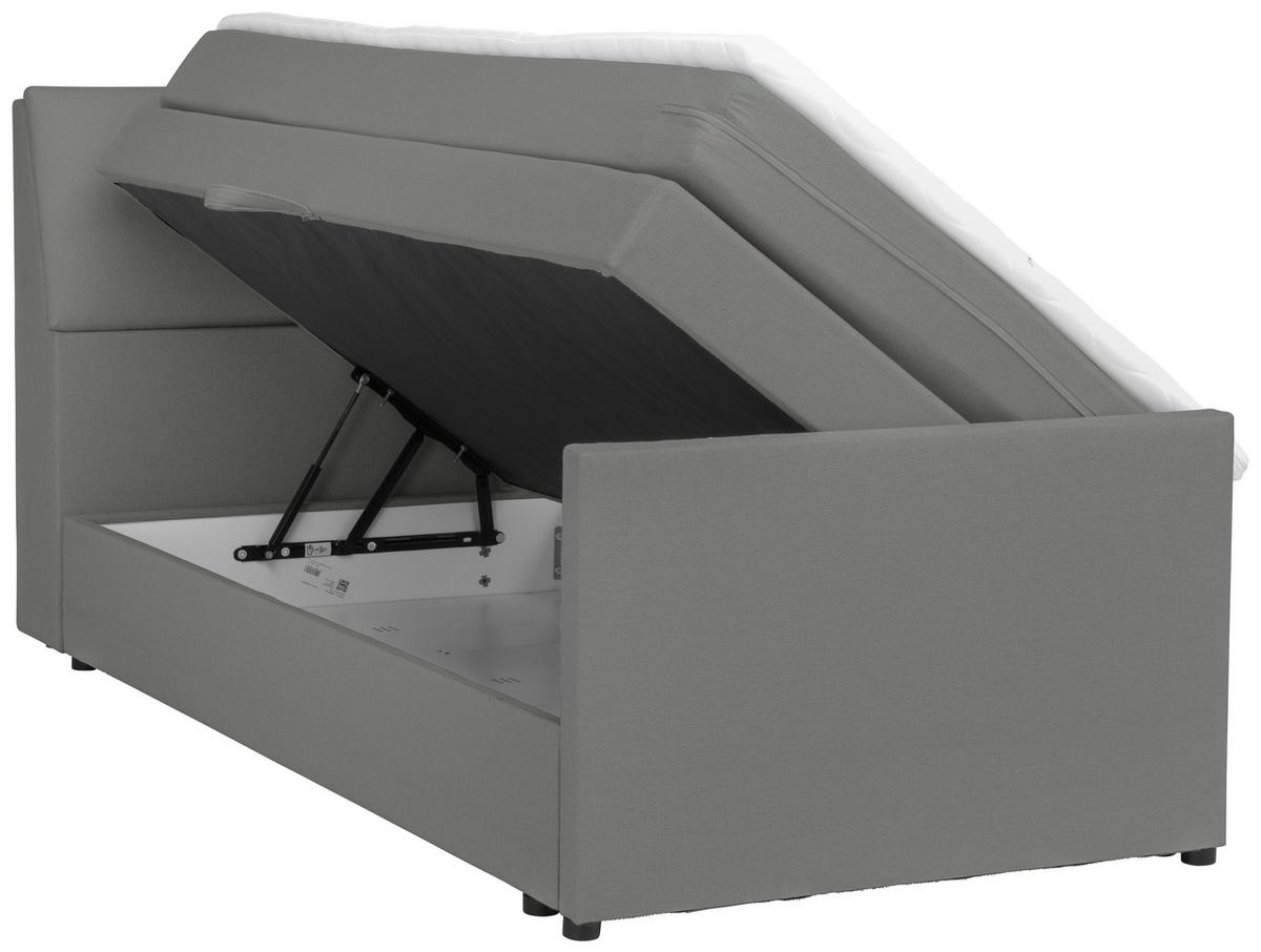BOXSPRING-ÁGY 100/200 cm  szürke  - fekete/szürke, Modern, textil/fa (100/200cm) - MID.YOU