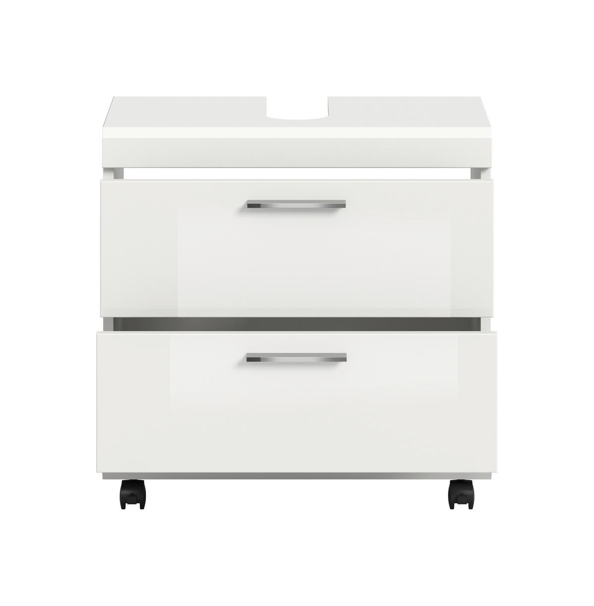 WASCHBECKENUNTERSCHRANK  - Weiß Hochglanz/Silberfarben, Trend, Holzwerkstoff/Kunststoff (60cm) - MID.YOU