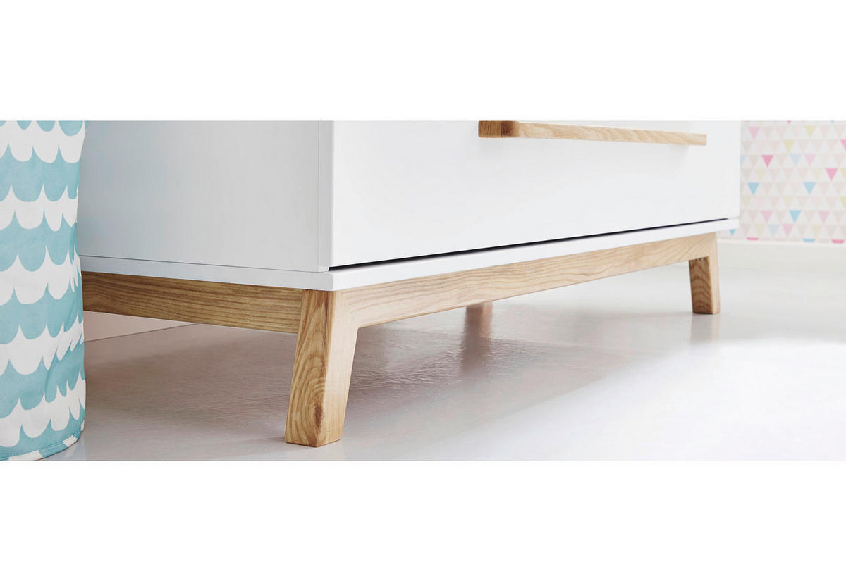 WICKELKOMMODE PINOLINO RIVA Naturfarben, Weiß  - Eschefarben/Weiß, Design, Holz/Holzwerkstoff (115/106/79cm) - Pinolino