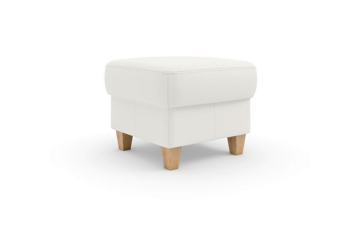 TABURETKA, koža, 58/48/58 cm - biela/farba duba, Basics, koža/drevo (58/48/58cm) - Sit & More