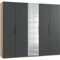 DREHTÜRENSCHRANK in Graphitfarben, Eichefarben  - Chromfarben/Eichefarben, Modern, Holzwerkstoff (250/216/58cm) - MID.YOU