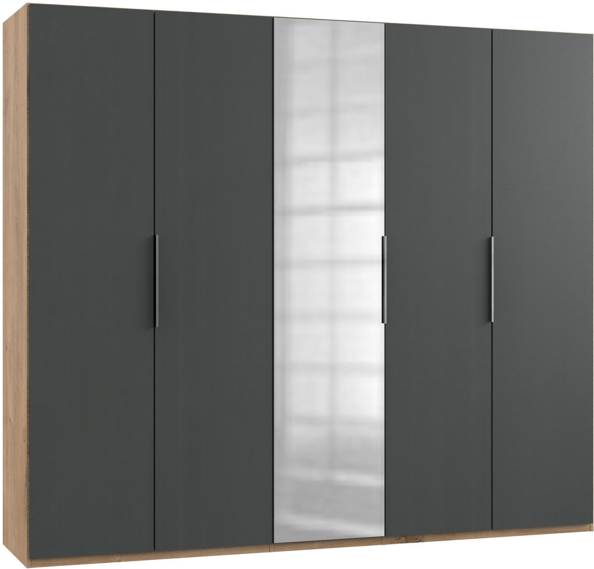 DREHTÜRENSCHRANK in Graphitfarben, Eichefarben  - Chromfarben/Eichefarben, Modern, Holzwerkstoff (250/216/58cm) - MID.YOU