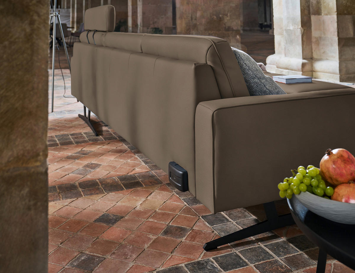 ECKSOFA in Echtleder Greige  - Greige/Anthrazit, Konventionell, Leder/Metall (324/179cm) - Johann Jakob