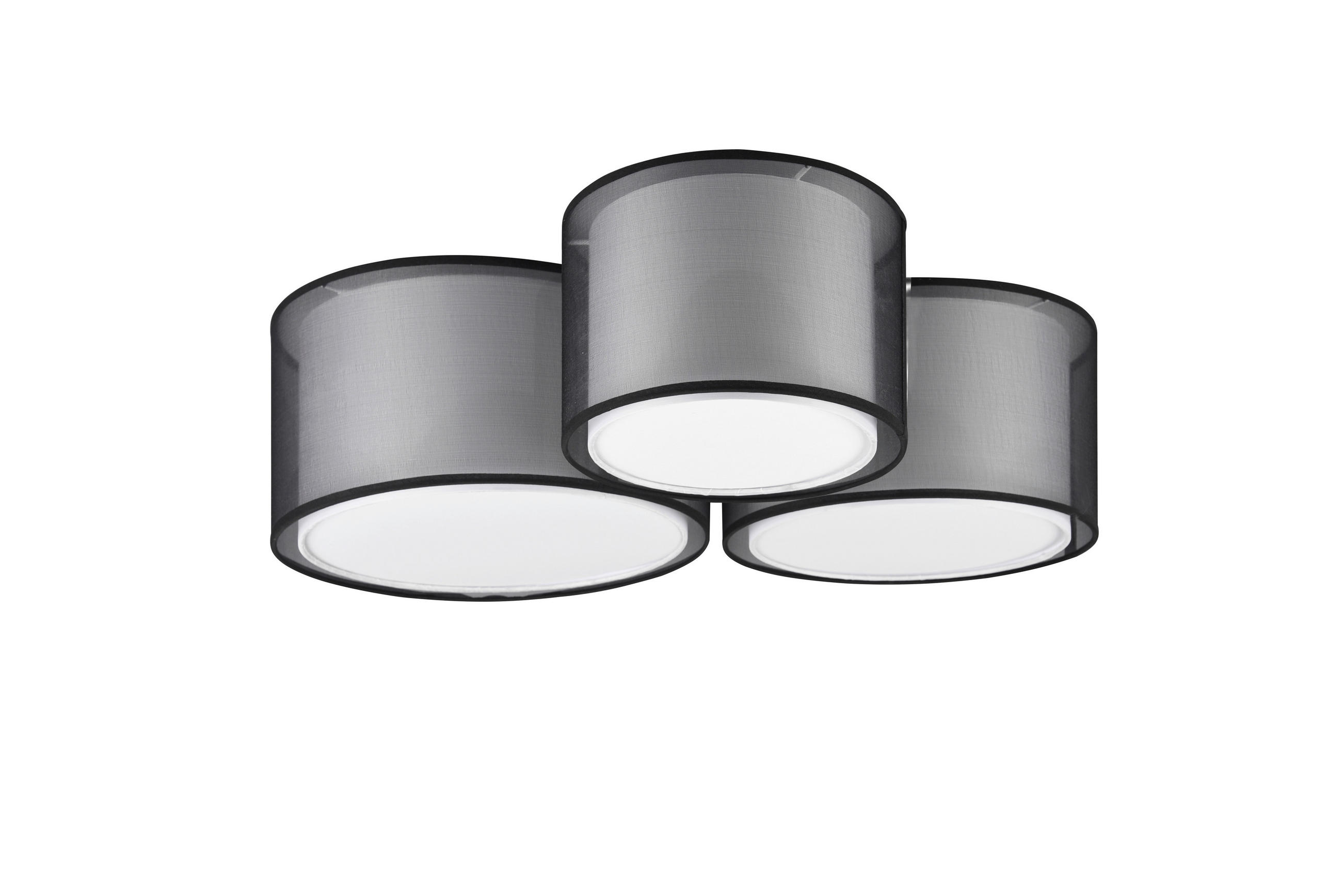 DECKENLEUCHTE Burton 65/55/21,5 cm   - Schwarz/Grau, Design, Textil/Metall (65/55/21,5cm) - Trio Leuchten