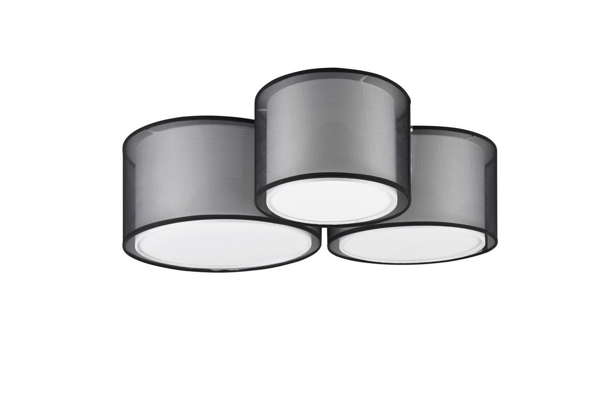 DECKENLEUCHTE    65/55/21,5 cm  - Schwarz/Grau, Design, Textil/Metall (65/55/21,5cm) - Trio Leuchten