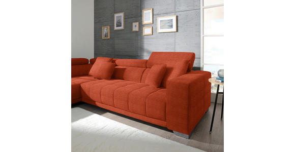 ECKSOFA in Mikrofaser Orange  - Chromfarben/Orange, Design, Textil/Metall (207/301cm) - Xora