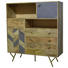 HIGHBOARD Mangoholz massiv lackiert Goldfarben, Grau, Naturfarben - Goldfarben/Naturfarben, MODERN, Holz/Stein (110/126/40cm) - Carryhome