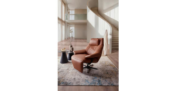 RELAXSESSEL in Leder Rostfarben  - Rostfarben/Beige, Design, Leder/Metall (92/79/82cm) - Dieter Knoll
