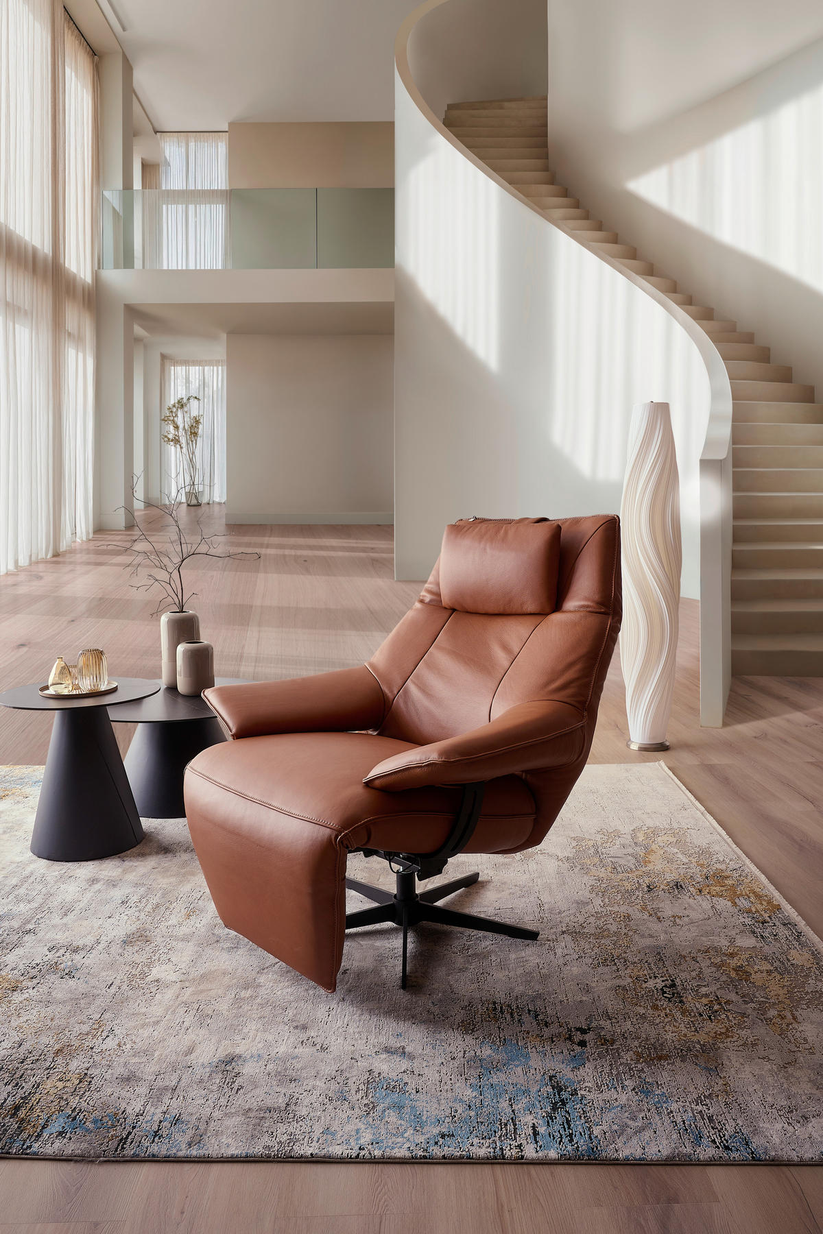 RELAXSESSEL in Leder Rostfarben  - Rostfarben/Beige, Design, Leder/Metall (92/79/82cm) - Dieter Knoll