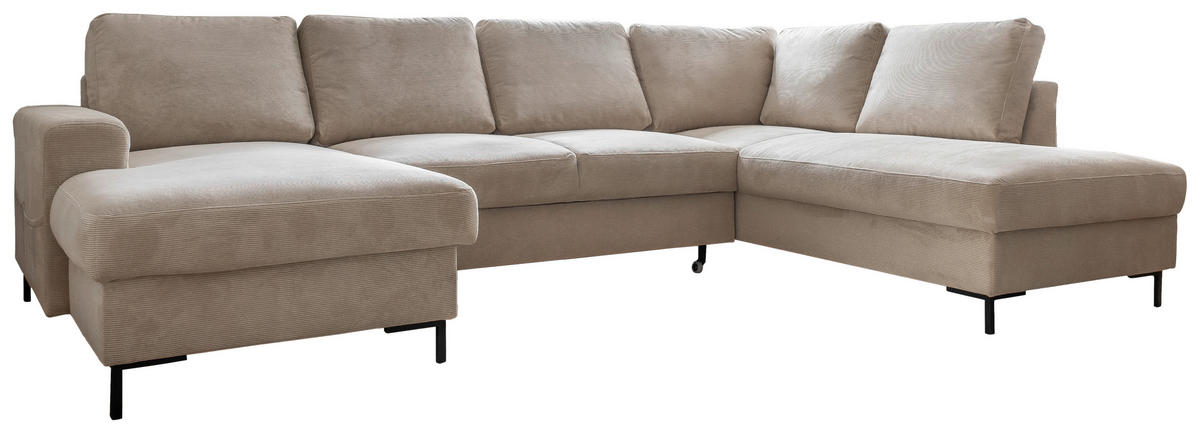 WOHNLANDSCHAFT in Cord Beige  - Beige/Schwarz, Design, Textil/Metall (148/303/197cm) - MID.YOU