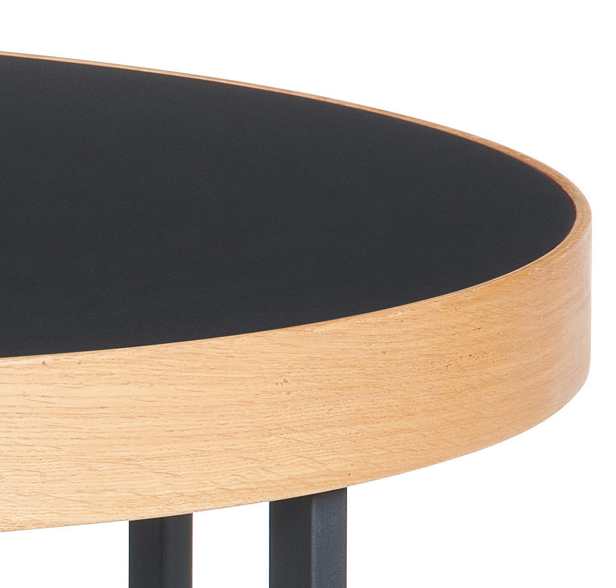 COUCHTISCH Eiche massiv rund Naturfarben, Schwarz  - Schwarz/Naturfarben, MODERN, Holz/Holzwerkstoff (80/46,5cm) - Livetastic