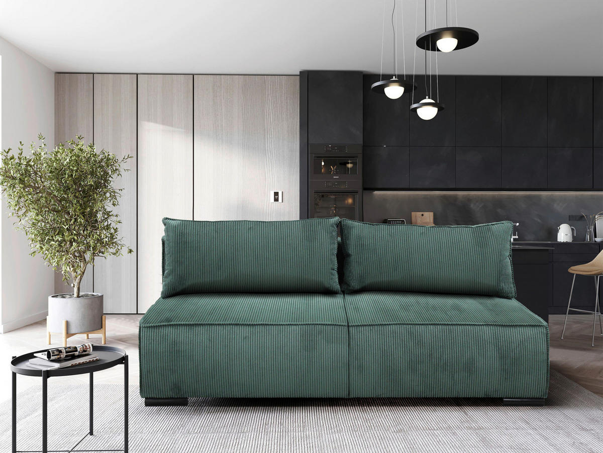 SCHLAFSOFA Struktur Grün  - Schwarz/Grün, Design, Kunststoff/Textil (202/90/99cm) - MID.YOU
